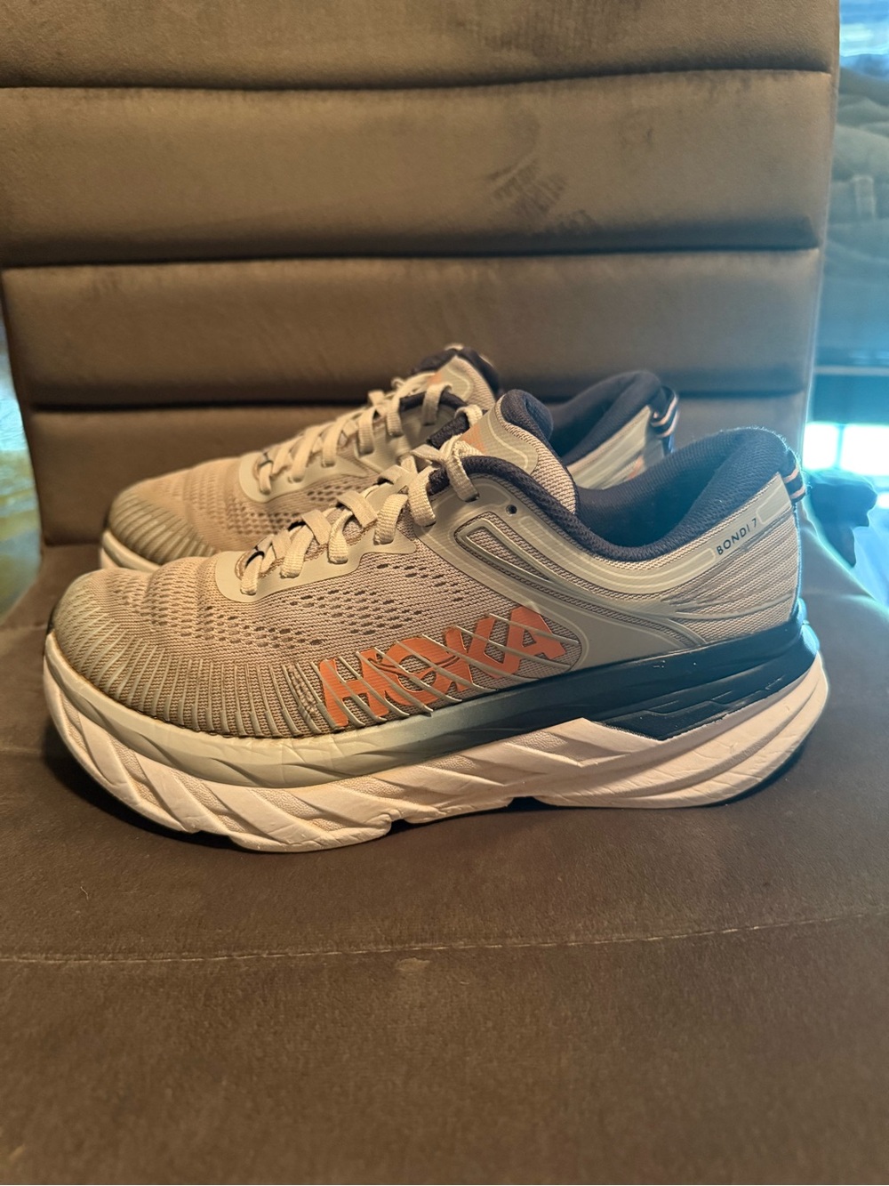 Hoka One One Navy Blue with Orange Accent Running Shoe Women’s Size 7.5 Wide